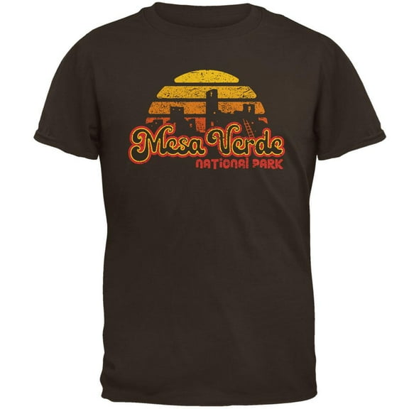 National Park Retro 70s Sunset Mesa Verde Mens T Shirt Brown LG