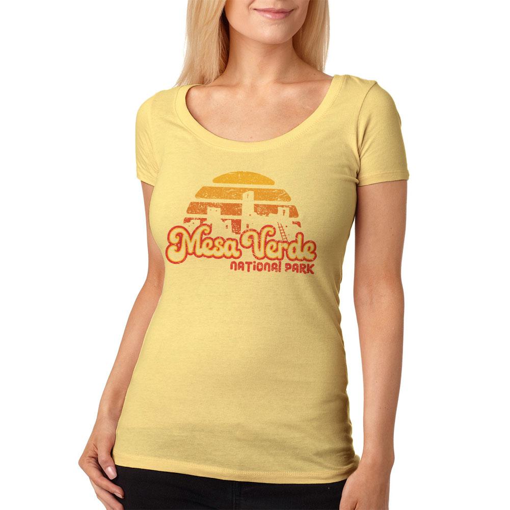 National Park Retro 70s Sunset Mesa Verde Womens Soft Scoop T Shirt Yellow Haze MD - image 1 of 1