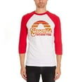 thumbnail image 1 of National Park Retro 70s Sunset Yosemite Mens Soft Raglan T Shirt White-Red SM, 1 of 1