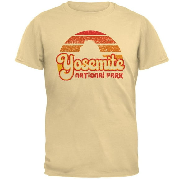 National Park Retro 70s Sunset Yosemite Mens T Shirt Yellow Haze X-LG