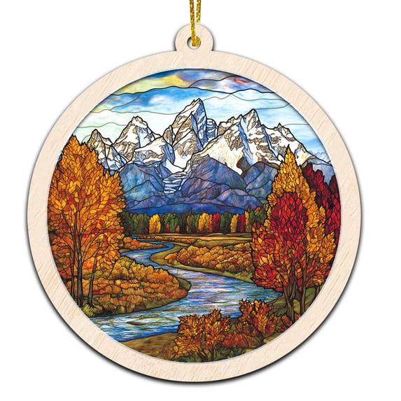 National Park Stained Glass Suncatcher Ornament – Text Christmas 2025 Tree Decoration Gift for Family, Friends, Man & Woman