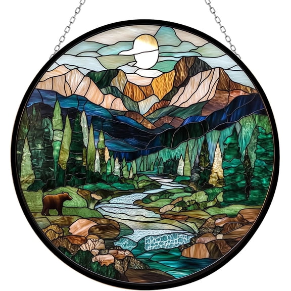 National Park Stained Glass Suncather Window Hangings, Suncatchers Colorful Glass Panel Sun Catchers Gifts, Decoration for Home Garden Christmas Party Wedding