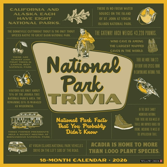 National Park Trivia 2026 Wall Calendar