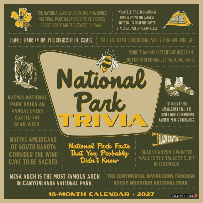 National Park Trivia 2027 12 X 12 Wall Calendar, (Paperback)