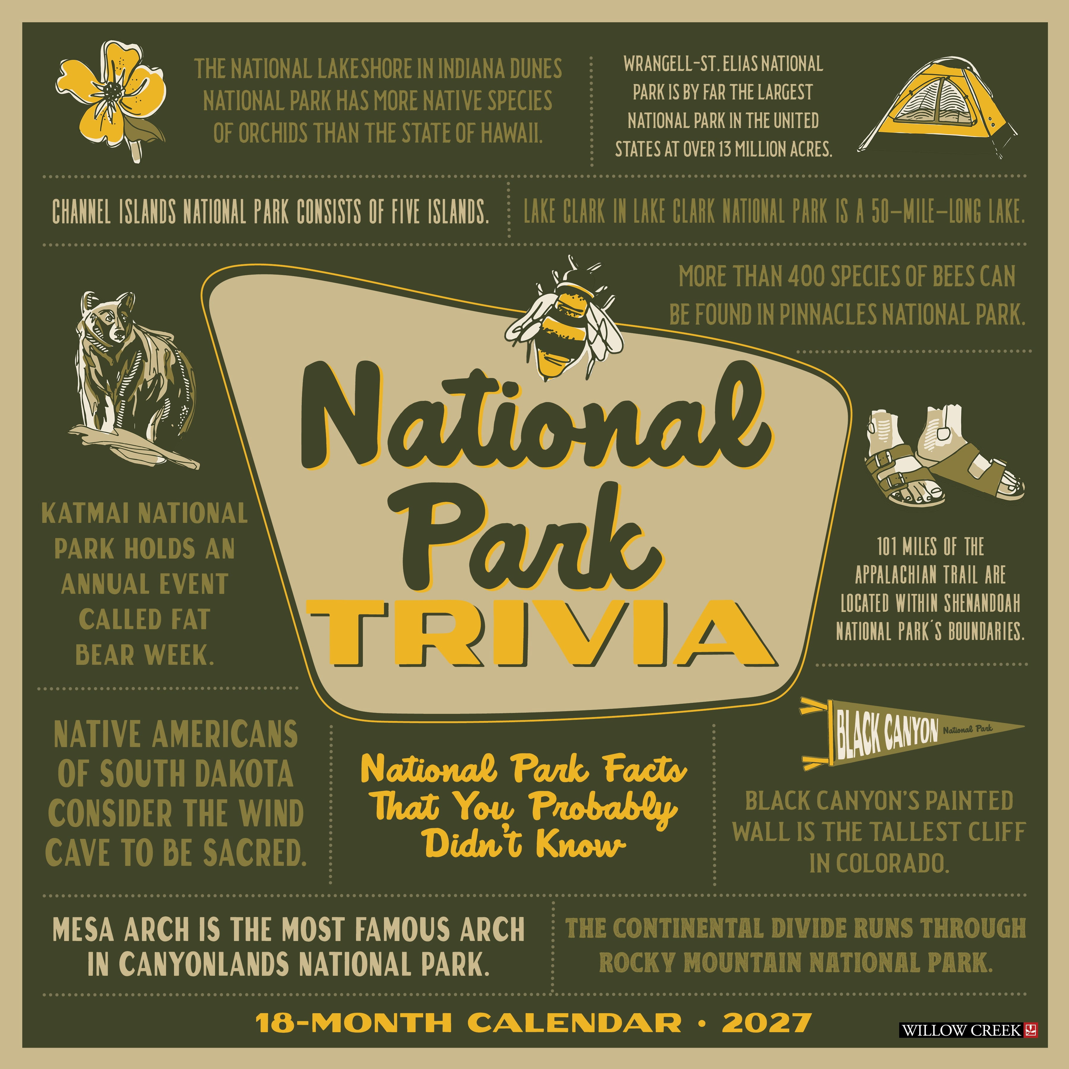 Willow Creek Press, National Park Trivia 2027 Wall Calendar