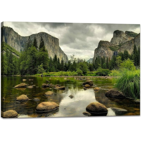 National Park Wall Art Yosemite Pictures Nature Print Poster Vintage Mountain Wall Decor Canvas Artwork for Bedroom Bathroom Home Decor 12x16inch