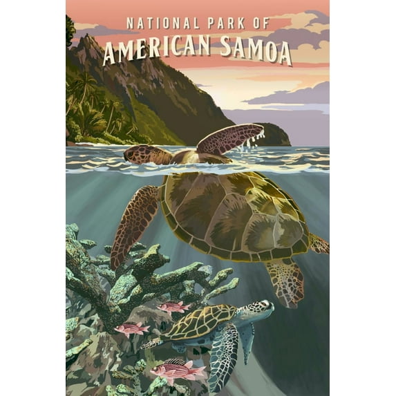 National Park of American Samoa, Painterly National Park Series (12x18 Wall Art Poster, Room Decor)