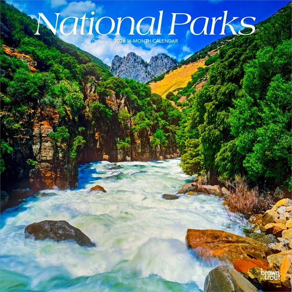 National Parks | 2026 12x24" (Hanging) Square Wall Calendar | Plastic-Free