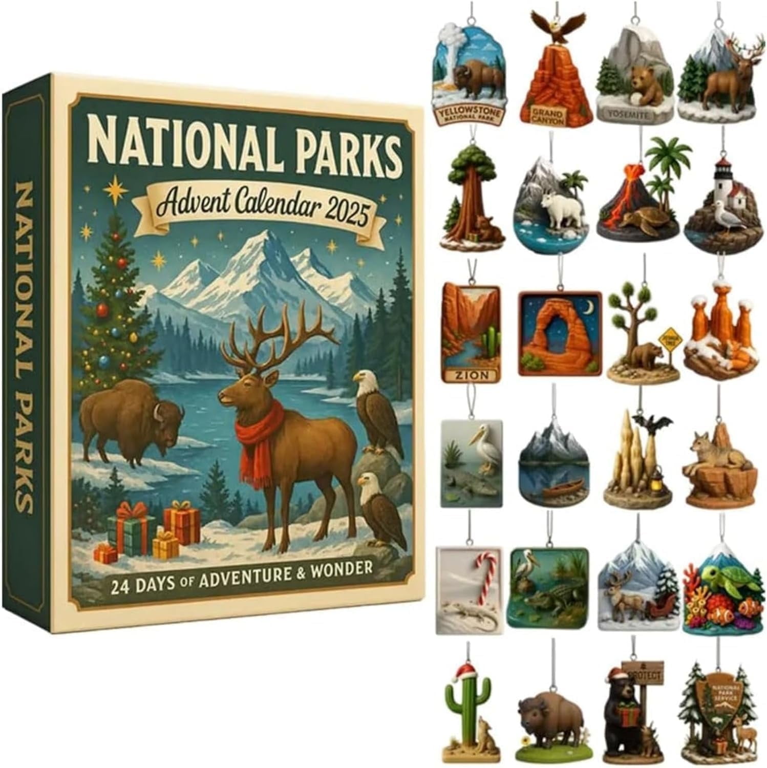 National Parks Advent Calendar 2025, 24-Day Christmas Countdown Calendar Featuring Legendary Landscapes & Wildlife, Holiday for Nature Lovers, Families & Explorers