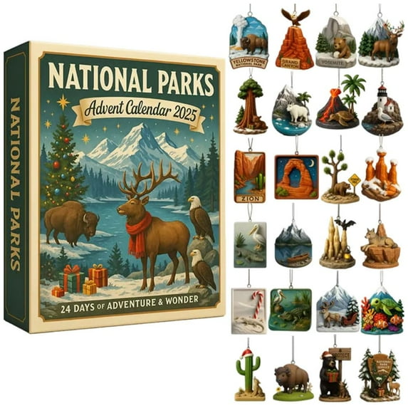National Parks Advent Calendar 2025, 24 Days Christmas Countdown Calendar with 24 legendary landscapes and wildlife, Countdown Surprise Gifts for explorers, and nature lovers