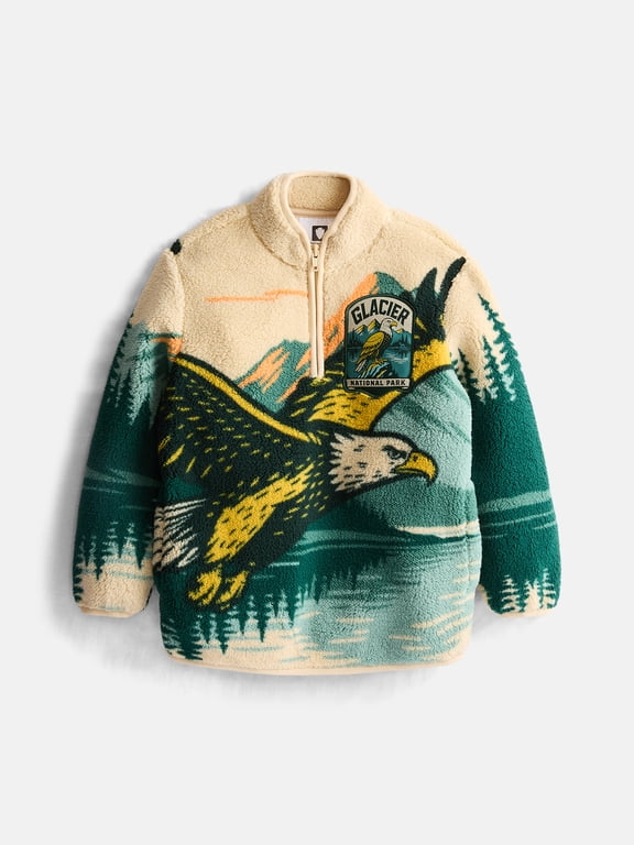 National Parks Boys Fuzzy Fleece Half Zip Sweater, Sizes XS-XXL