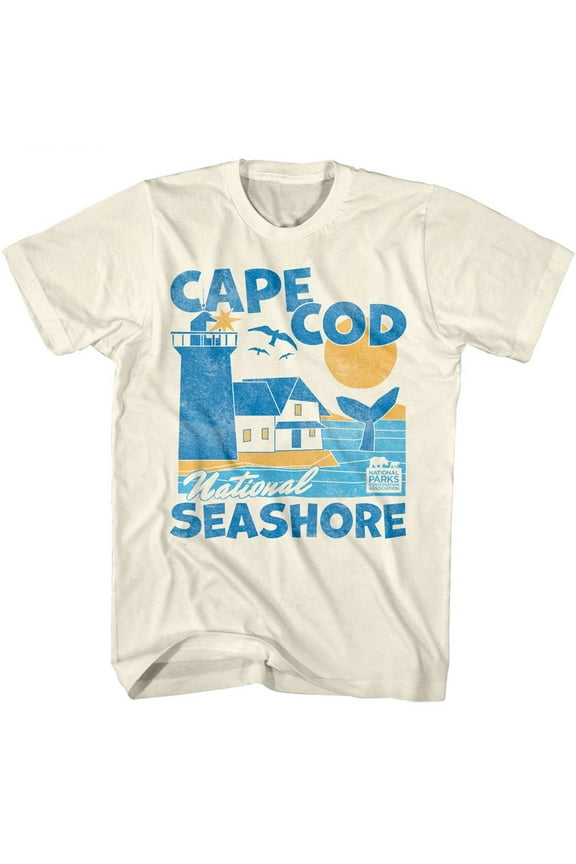 Cape Cod National Seashore Lighthouse Men's T Shirt (Ivory, Adult2XL)