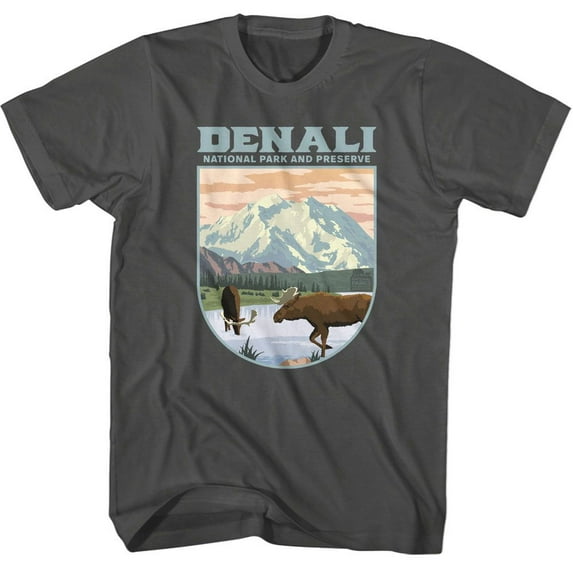 National Parks Denali Landscape Shape Smoke Adult T-Shirt M