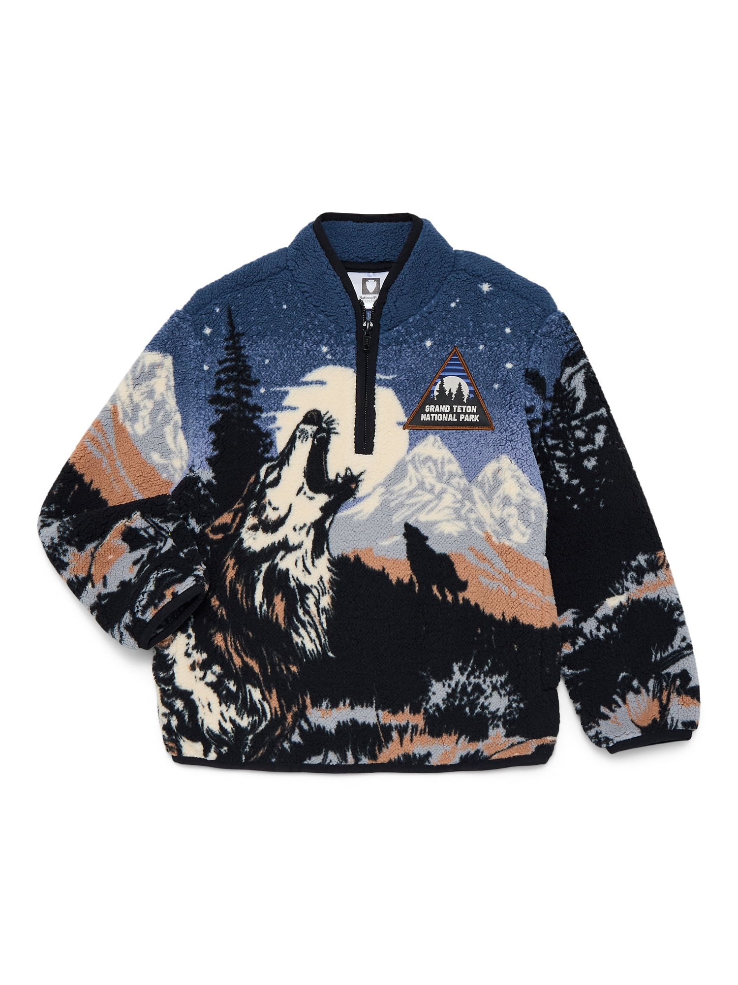 National Parks Grand Teton Boys Plush Quarter Zip Sweatshirt, Sizes 4-18