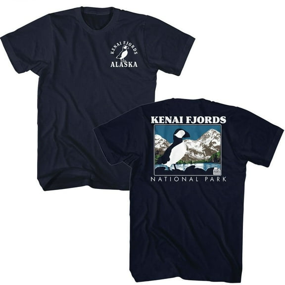 National Parks Kenai Fjords Puffin Navy Adult T-Shirt M ***F&B***
