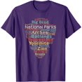 thumbnail image 1 of National Parks List Word Cloud Shield Camping Hiking Unisex T-Shirt for Men Women Kids Toddler,Purple Color,Size 4XL, 1 of 5