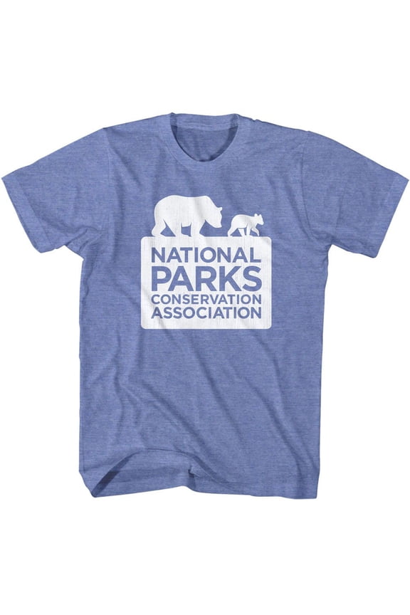 National Parks Logo Light Blue Heather Adult S/S Tshirt 2Xl