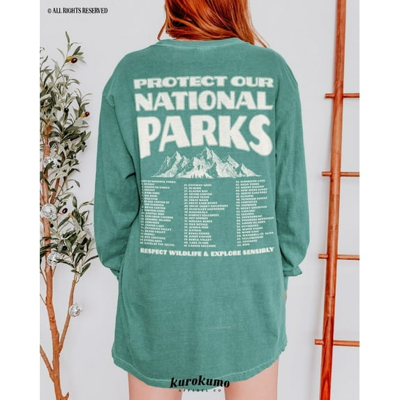 National Parks Long Sleeve Park Ranger Aesthetic Retro Mountain Graphic Tee Granola Girl Shirt Environmental Camping Clothes Indie Clothing SWEATSHIRT All Size S-5XL
