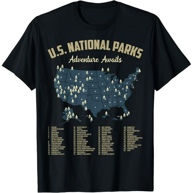 National Parks Map Us Camping Hiking Outdoor Men Women T-Shirt National Parks Map Us Camping Hiking Outdoor Men Women T-Shirt