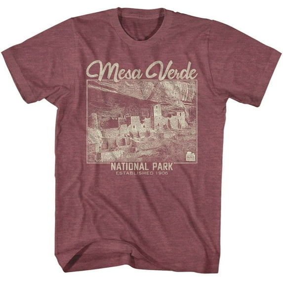 Mesa Verde Cliff Palace Men's T Shirt (MaroonHeather, AdultL)