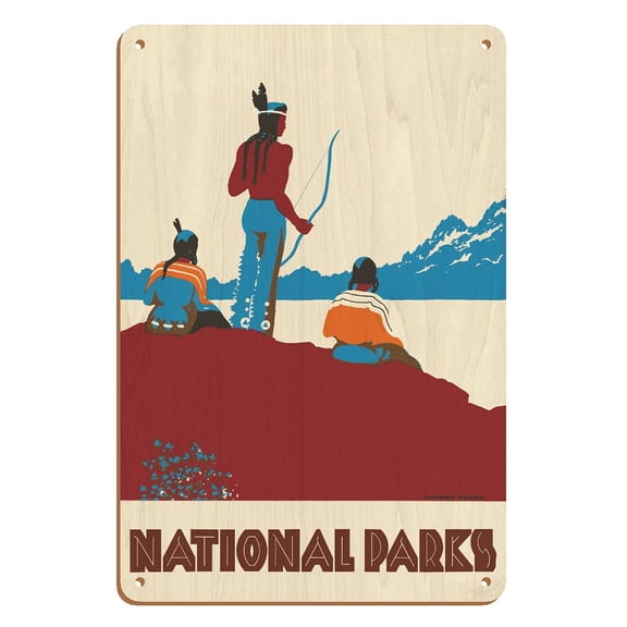 National Parks - Native Americans - Vintage Travel Poster by Dorothy Waugh c.1935 - 8 x 12 inch Vintage Wood Art Sign