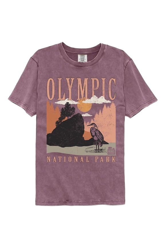 National Parks Olympic Minimalist Landscape Berry Adult Comfort Color T-Shirt