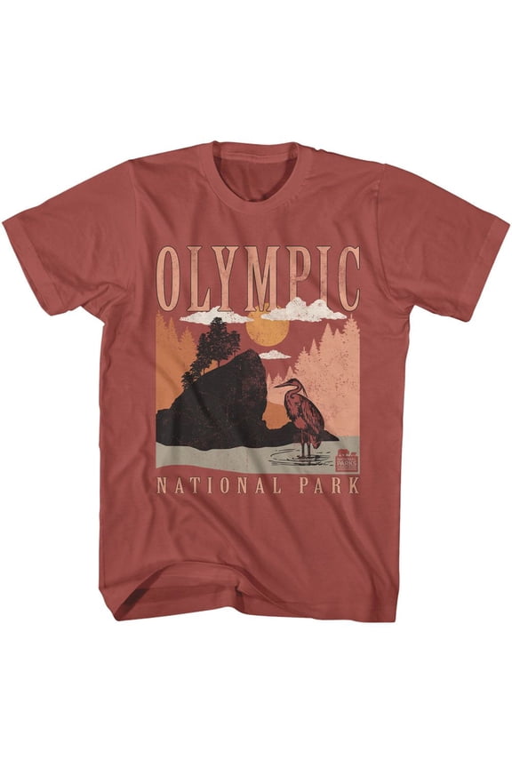 National Parks Olympic Minimalist Landscape Terracotta Adult S/S Tshirt 2Xl
