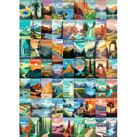 National Parks Puzzle for Adults 1000 Pieces, Travel Poster Landscape Puzzle Including Zion Yellowstone Yosemite, Nature Jigsaw Puzzles Scenery Mountain Scene 29.5"*19.68"