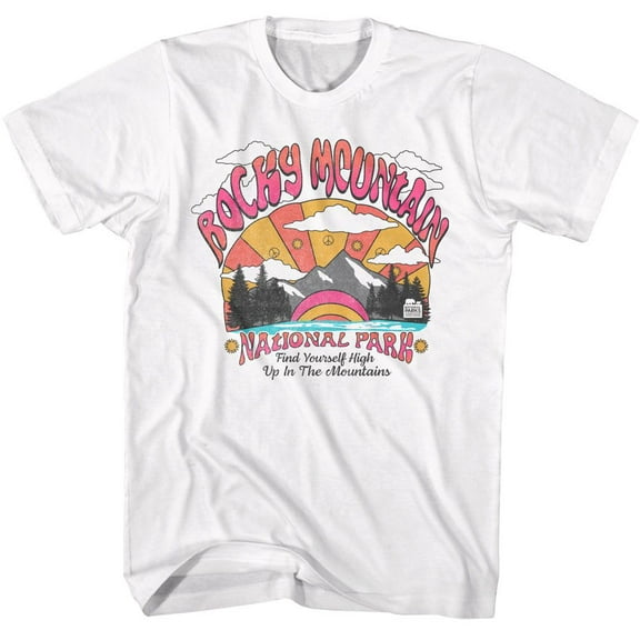 National Parks Rocky Mountain White Adult S/S Tshirt 2Xl