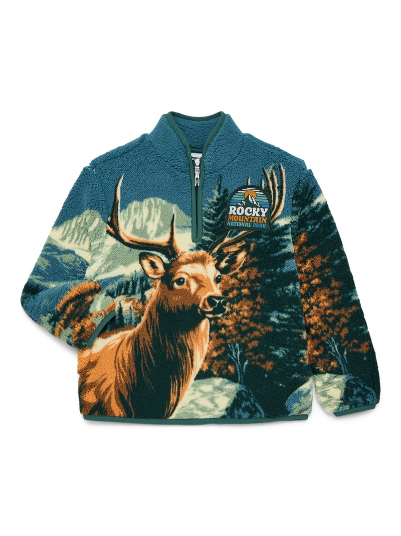 National Parks Rocky Mountains Boys Plush Quarter Zip Sweatshirt