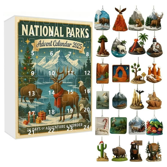 National Parks Themed Countdown Calendar - 24 Day Advent Calendar with Collectible Surprises for Nature and Adventure Enthusiasts