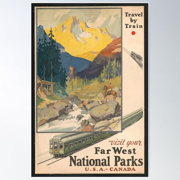 National Parks Travel Poster Vintage Train Travel Poster Wall Art, Modern Wall Decor For Living Room Bedroom, 8x12 UNFRAMED