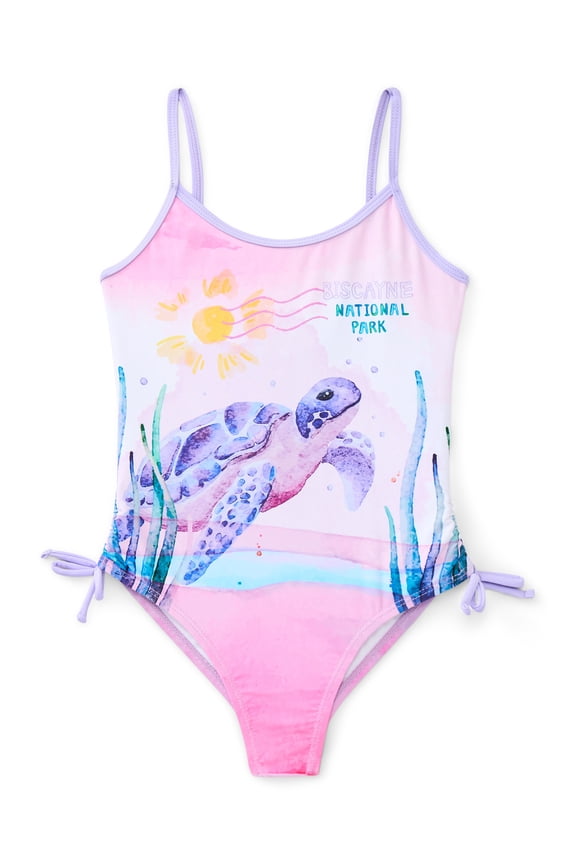 National Parks Girls Turtle One Piece Swimsuit, Sizes 4-12