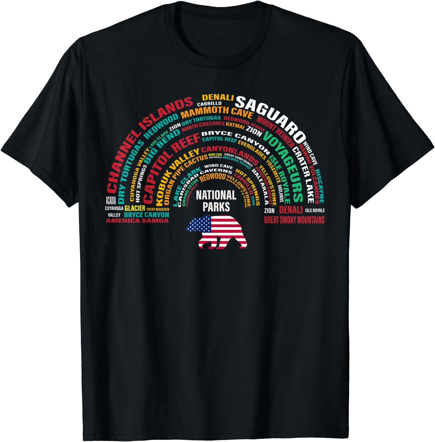 T-Shirt Homme USA National Parks - Coton Graphic Print - Neuf Sans Étiquettes