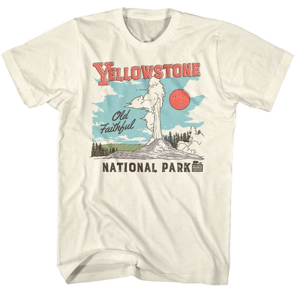 National Parks Yellowstone Illustration Natural Adult T-Shirt Xl