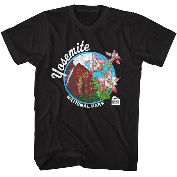 Yosemite Crimson Columbine Men's T Shirt (Black, AdultS)