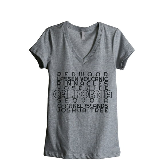 National Parks of California Women's Fashion Relaxed V-Neck T-Shirt Tee Heather Grey Medium
