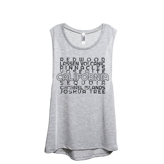 National Parks of California Women's Fashion Sleeveless Muscle Workout Yoga Tank Top Sport Grey Large