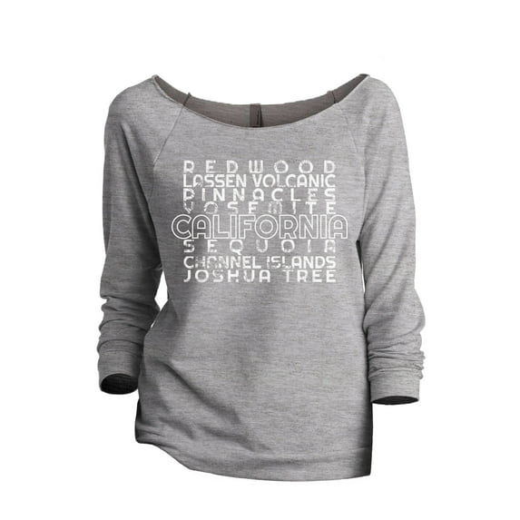 National Parks of California Women's Fashion Slouchy 3/4 Sleeves Raglan Lightweight Sweatshirt Sport Grey Medium