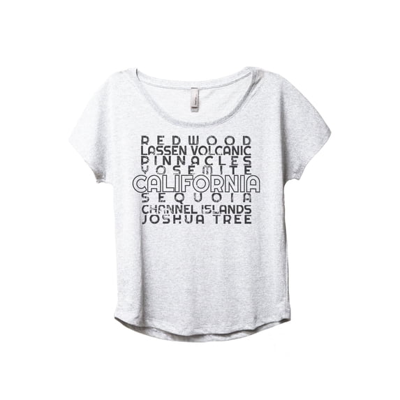 National Parks of California Women's Fashion Slouchy Dolman T-Shirt Tee Heather White Small