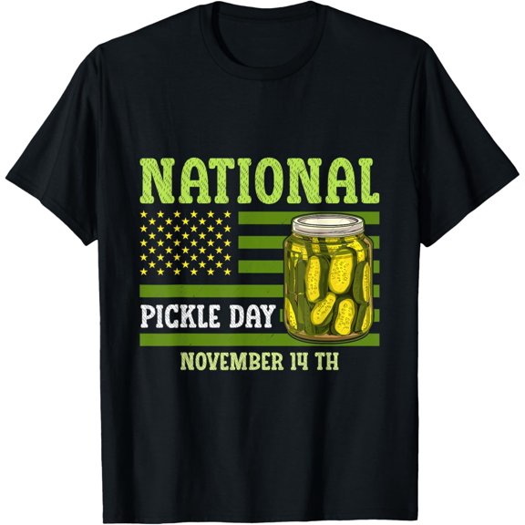 National Pickle Day America Flag Food Lover Cucumber T-Shirt100%cotton