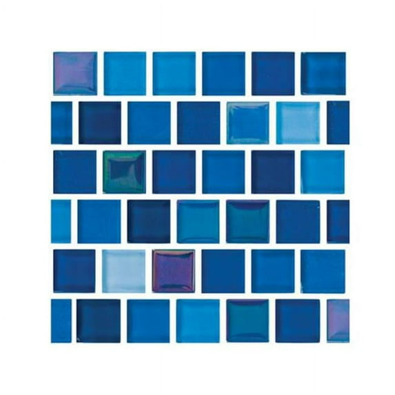 National Pool Tile 9575-5AT 1 x 10 sq ft. & 1 x 1 in. Jules Pool Tile, Bright Cobalt Blue
