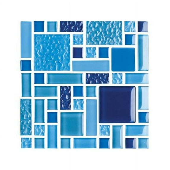 National Pool Tile FS-ROYAL 1.011 sq ft. Fusion Mosaic Glass Pool Tile, Royal Blue - 10 Sheets