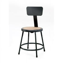 National Public Seating  18 in. Black Round Hardboard Lab Stool with Adjustable Backrest