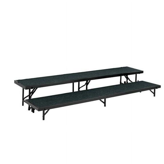 National Public Seating  2 Level Straight Standing Choral Riser, Black Carpet - 18 x 96 in. Platform