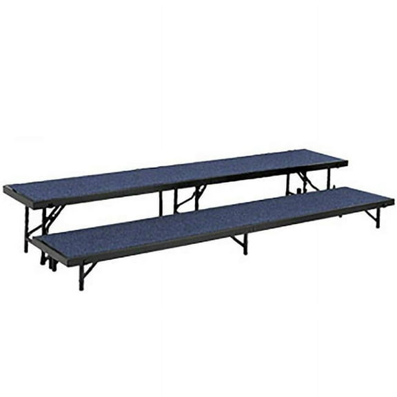 National Public Seating 2 Level Tapered Standing Choral Riser - Blue Carpet - 18 x 96 in. Platform
