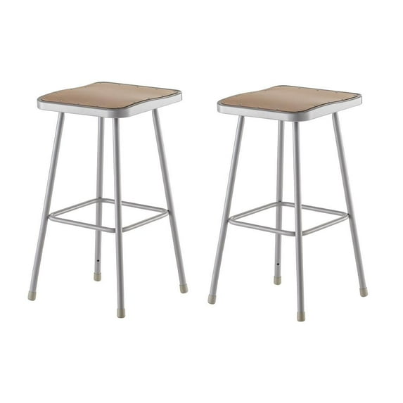 National Public Seating (2 Pack) NPS® 30" Heavy Duty Square Seat Steel Stool, Grey