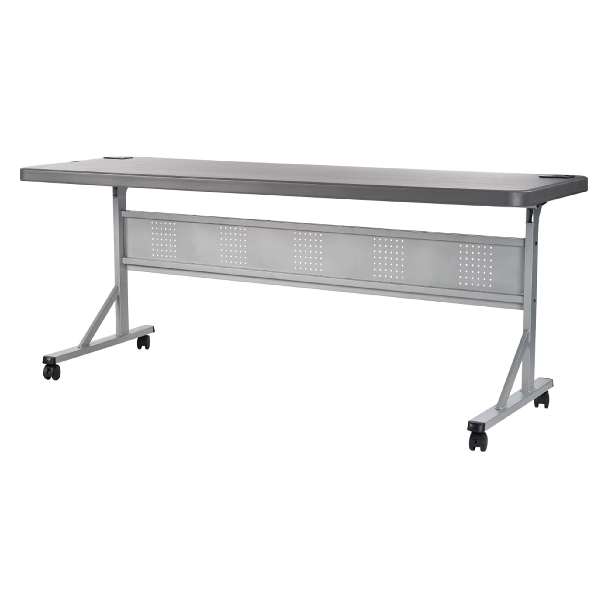 Charcoal Gray Polypropylene Flip Top Training Table with Casters