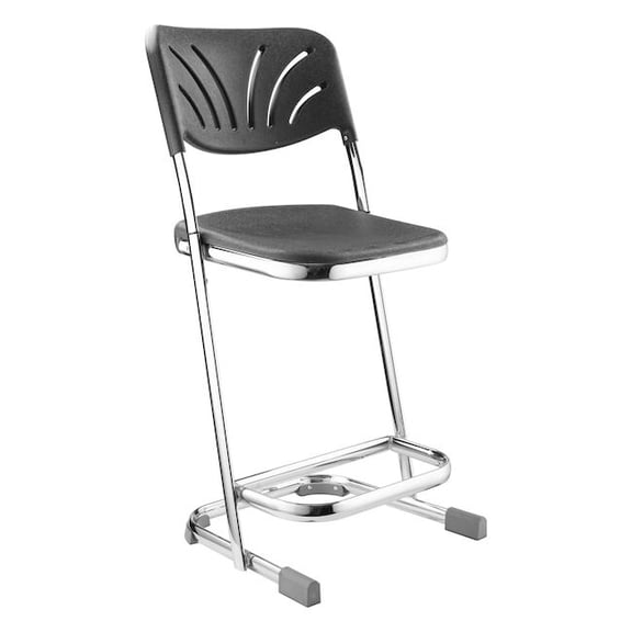 NPS 6600 Series 22" Modern Plastic Elephant Z-Stool with Backrest in Black