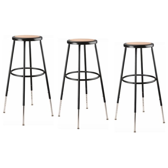 (3 Pack) NPS 32 -39" Height Adjustable Heavy Duty Steel Stool, Black